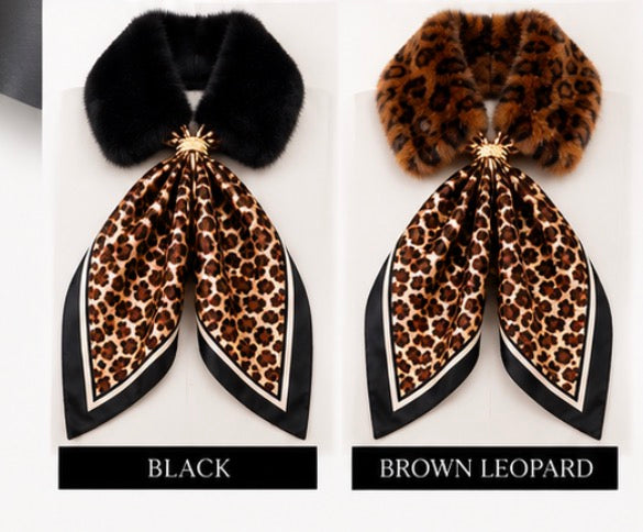 Fur the Love Collar Leopard Print Tie