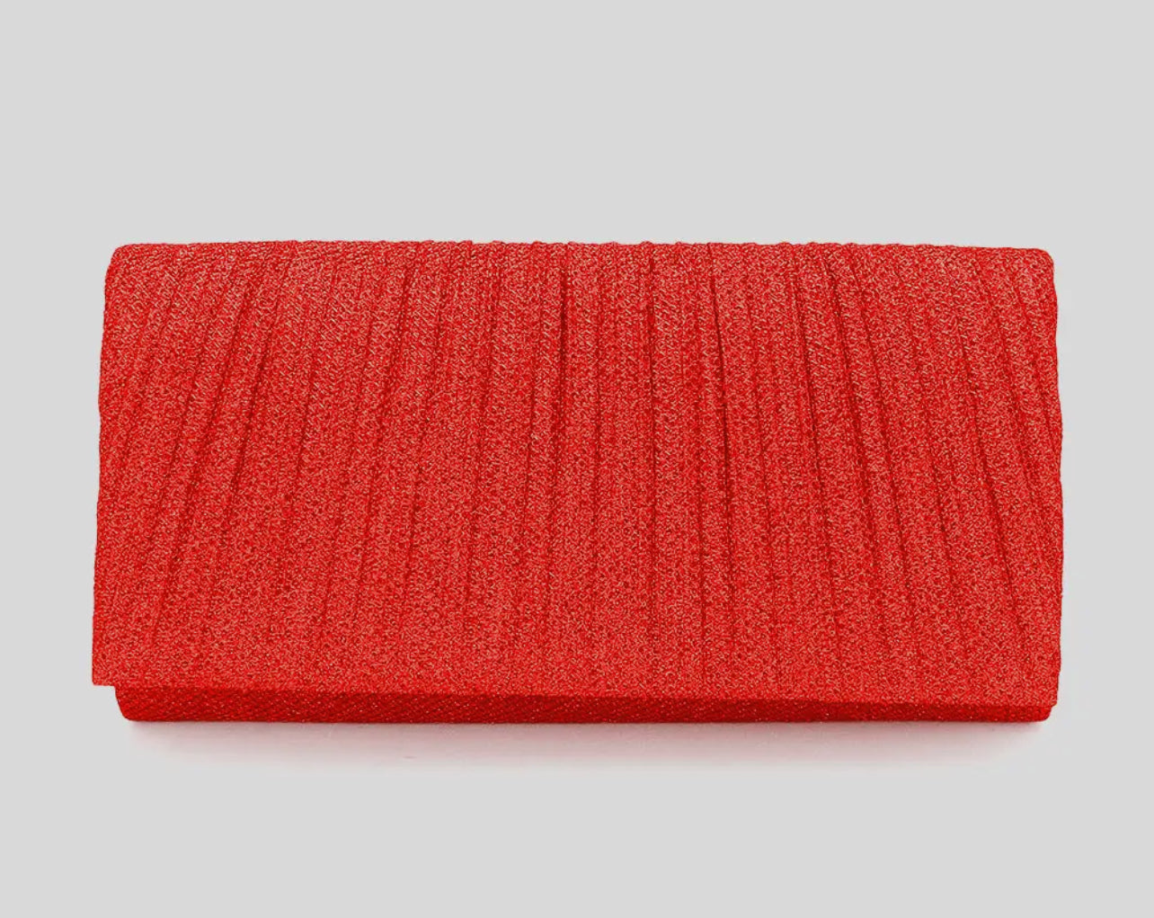 Red Pleated Shimmery Evening Clutch / Crossbody Bag