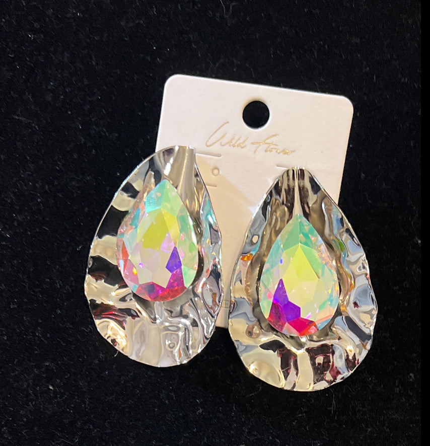 EILEEN BIG TEARDROP EARRINGS AND CRYSTALS