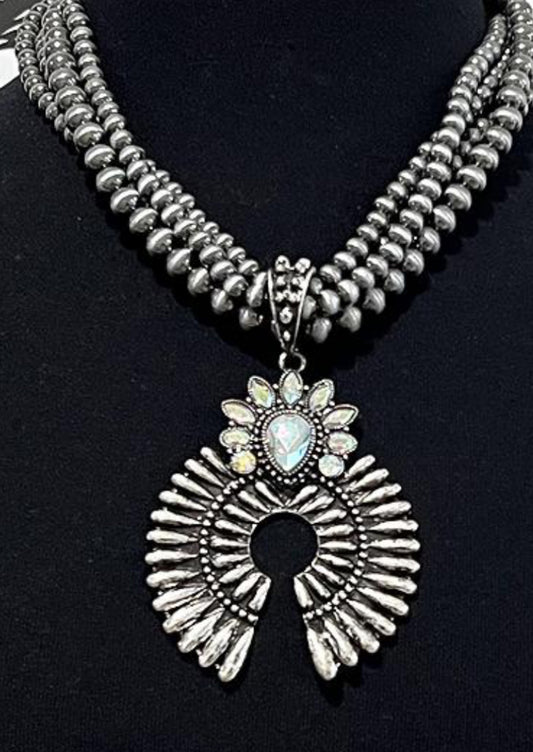 Squash Blossom Studded Pendant Necklace