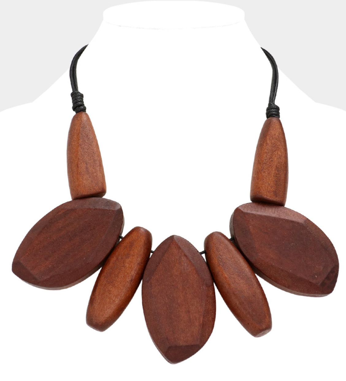 Abstract Wood Statement Necklace