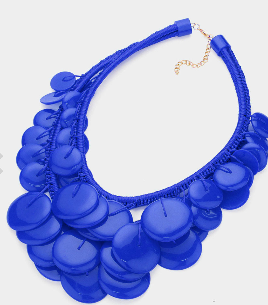 Chunky Oversized Disc Beaded Statement Necklace