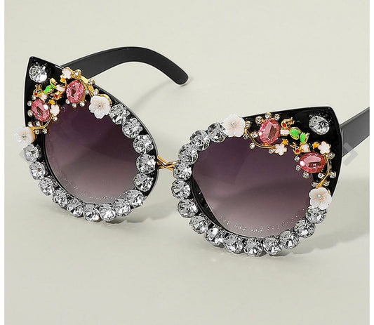 Floral Vine Embellished Cat Eye and Fashion Sunglasses