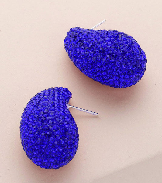 Bling Studded Teardrop Earrings_Royal Blue