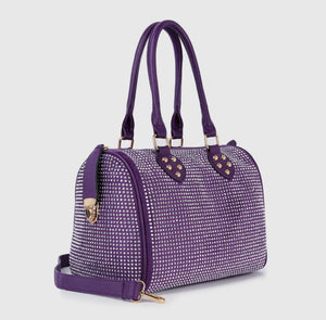 Sophisticated Blue Rhinestone Satchel Bag_Purple