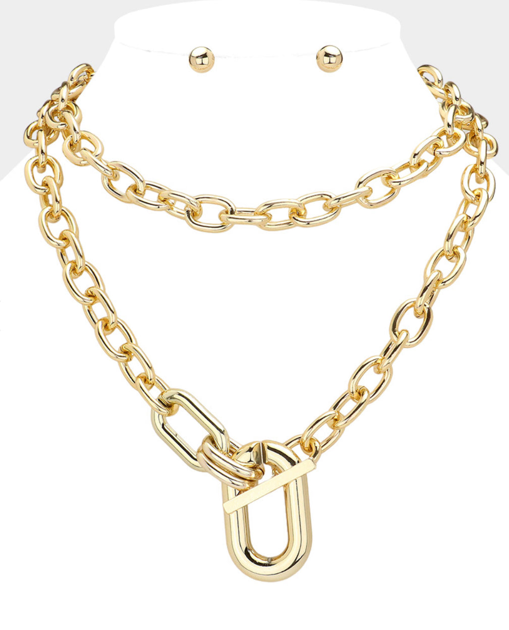 2PCS - Gold Metal Chain Necklaces