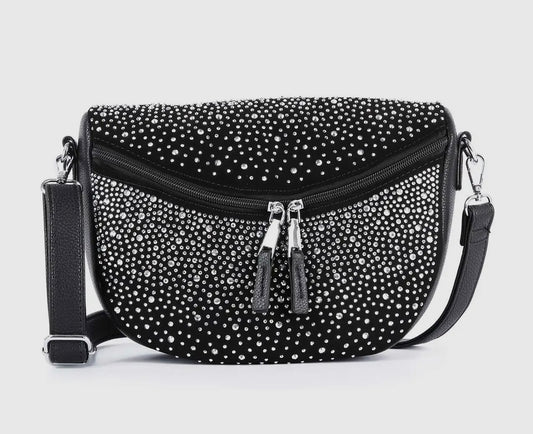 Black Divine Glamorous Rhinestone Shoulder Bag