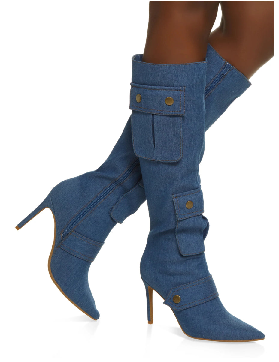 Jaelynn Denim Pocket Detail Boot