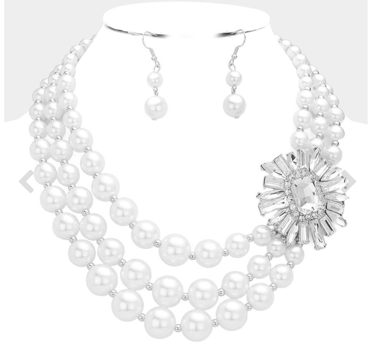 Multi Stone Multi Layered Pearl Necklace
