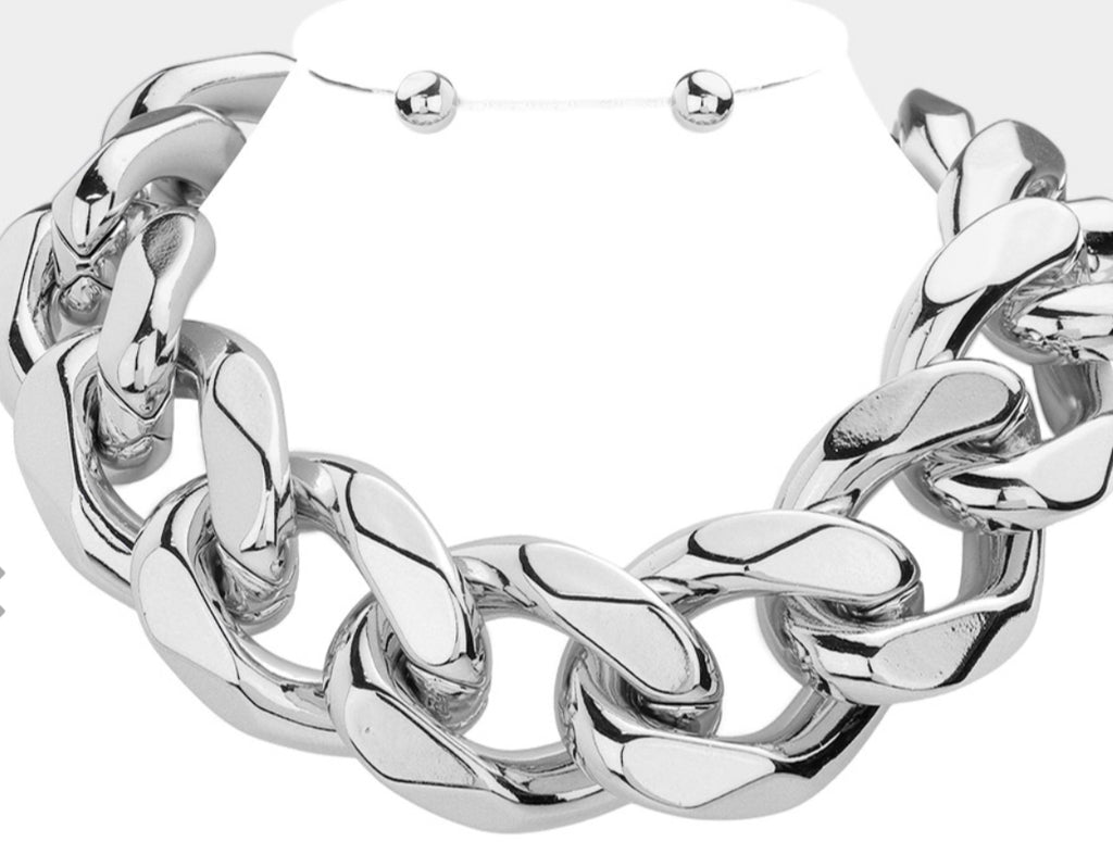Silver Bold Chain Link Necklace