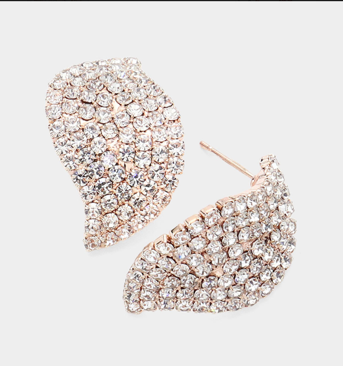 Gold Swirl Crystal Rhinestone Stud Earrings