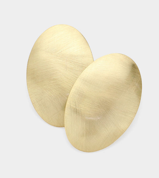 14K Gold Dipped Brushed Oval Earrings