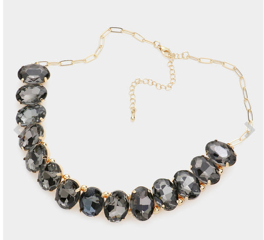 Black Diamond Oval Stone Necklace