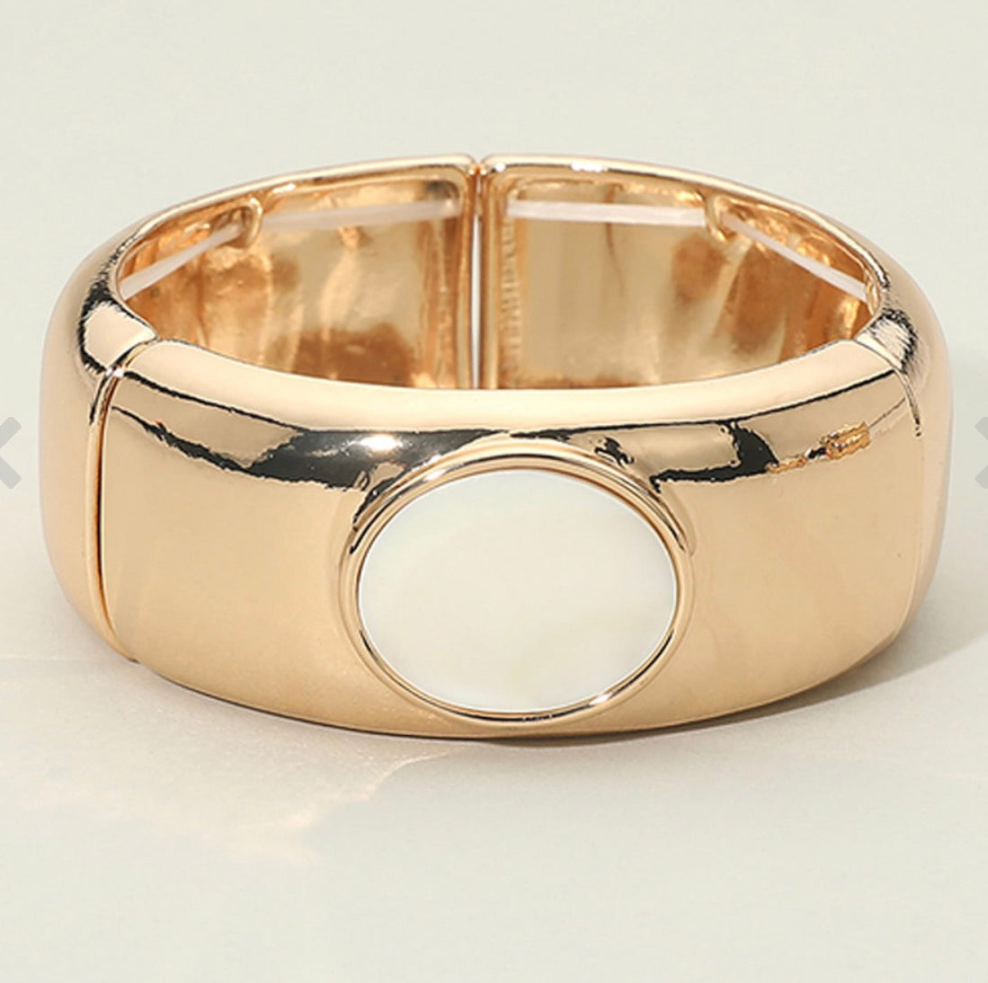Bold Oval Stone Accent Wide Stretch Bracelet