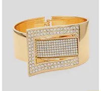 Gold,belt buckle crystal rhinestone open bangle bracelet