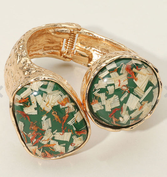 Double Confetti Stone Hinged Bracelet