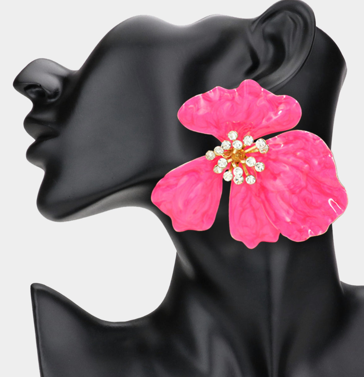 Oversized Stone  Petal Flower Earring