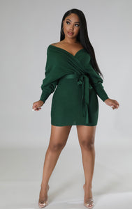 See You Sweater Dress -Forest Green