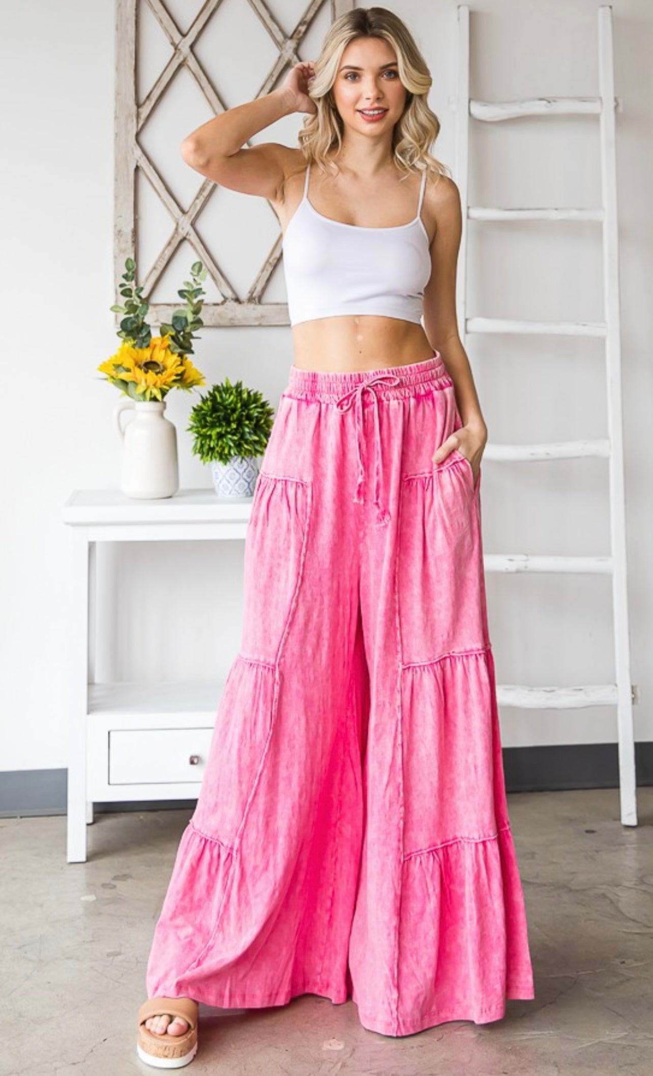 Tiered Wide Leg Pants