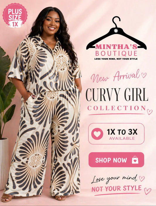 Bold Print Tropical Vibe 2pc Pant Set