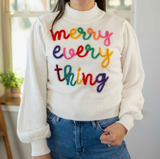 Ivory Tinsel Merry Everything Sweater