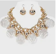 Chunky Acrylic Clear Ball Necklace