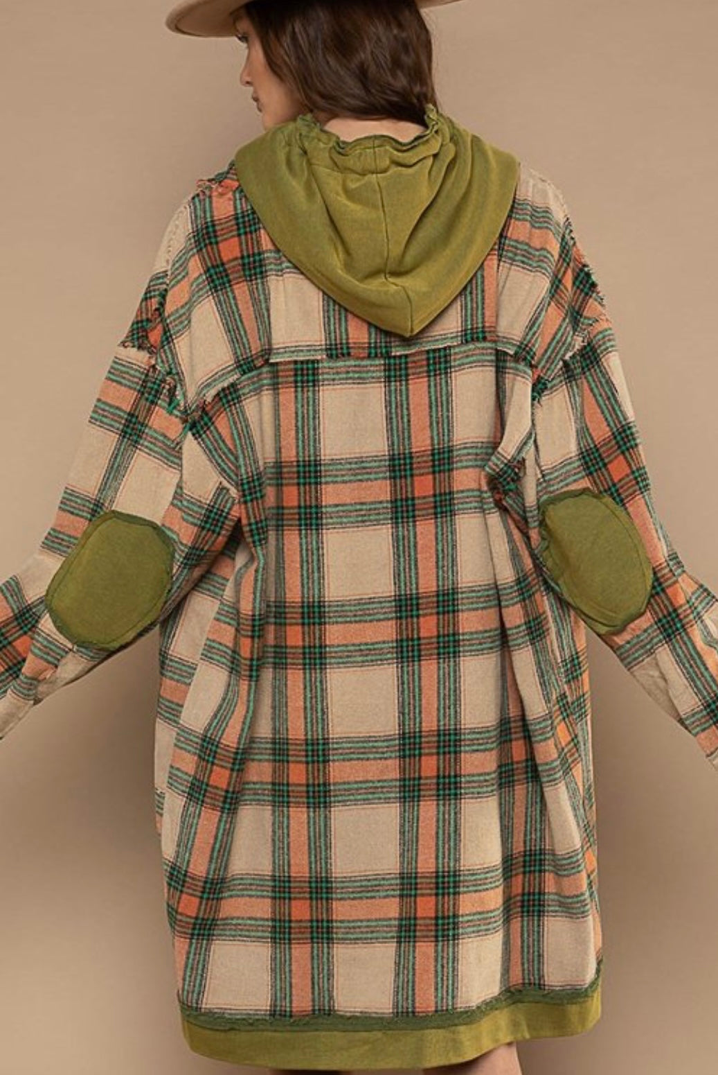 Tucker Olive Green Plaid Oversized Jacket