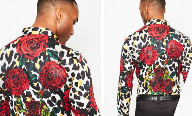 Red Roses RHINESTONE LONG SLEEVE SHIRT