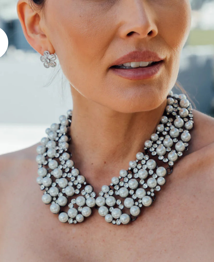 Keisha Silver Collar Statement Necklace