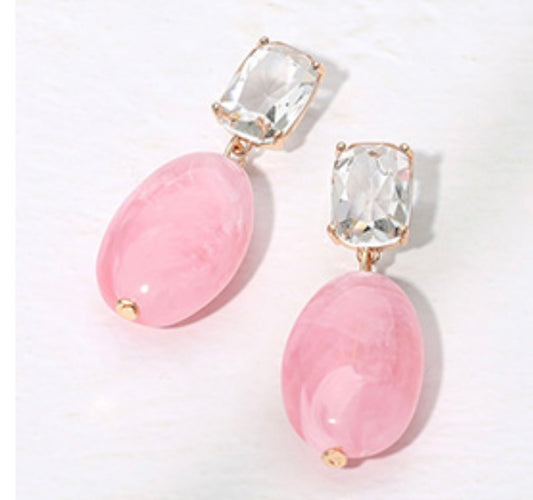 Marbled Oval Pebble Drop Earrings