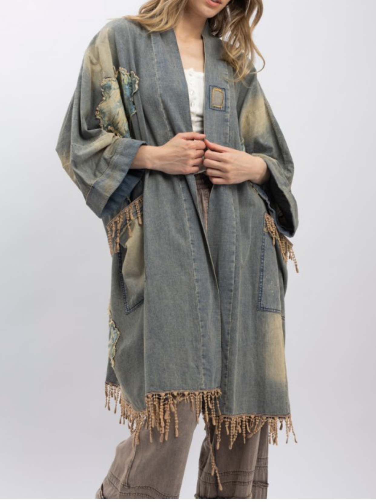 Vintage Flower Denim Oversized Kimono