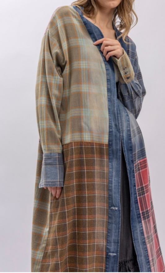 Maddie Mixture of Plaid Color Block Kimono