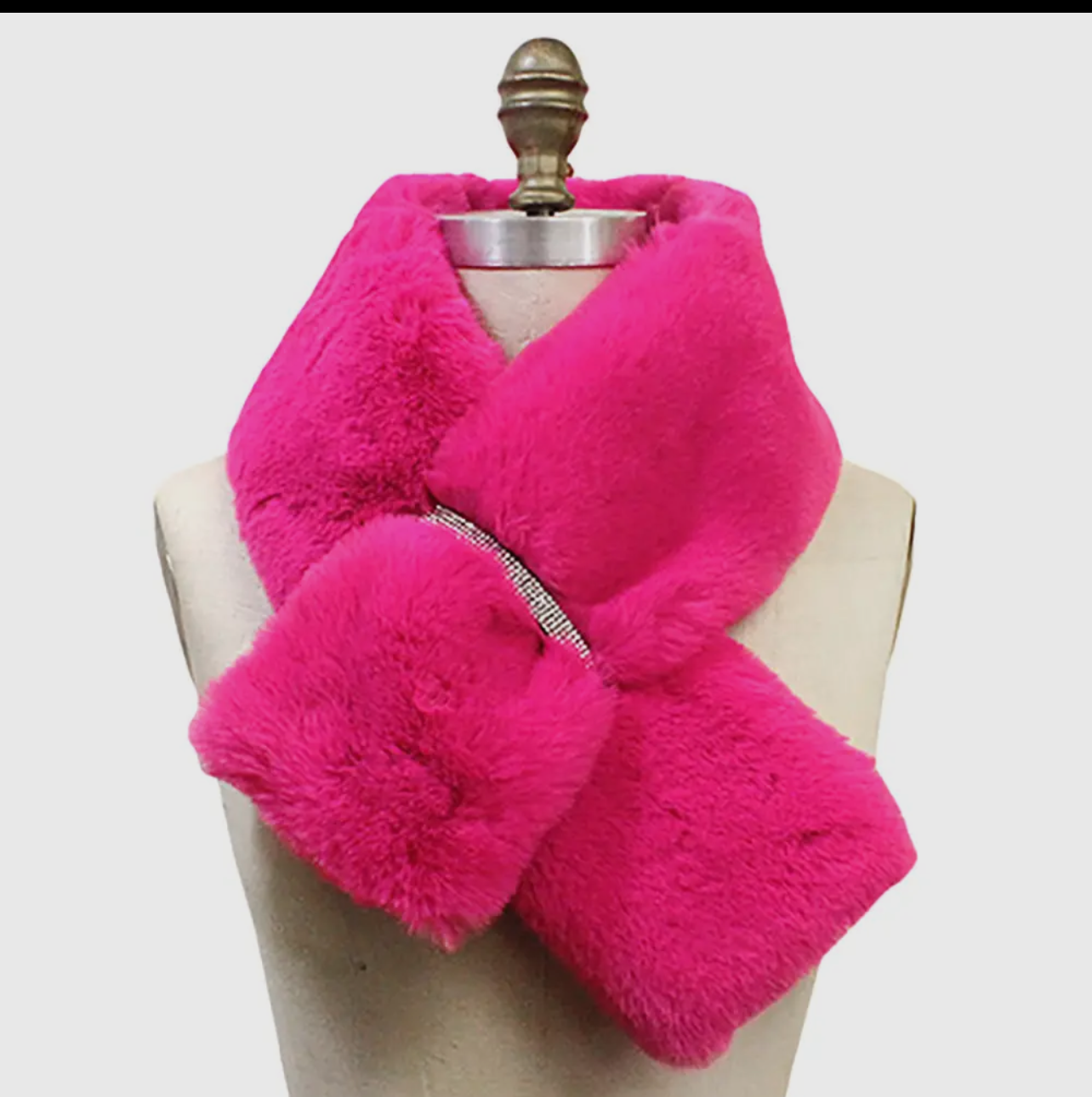 Faux Fur Bling Pull Through Scarf