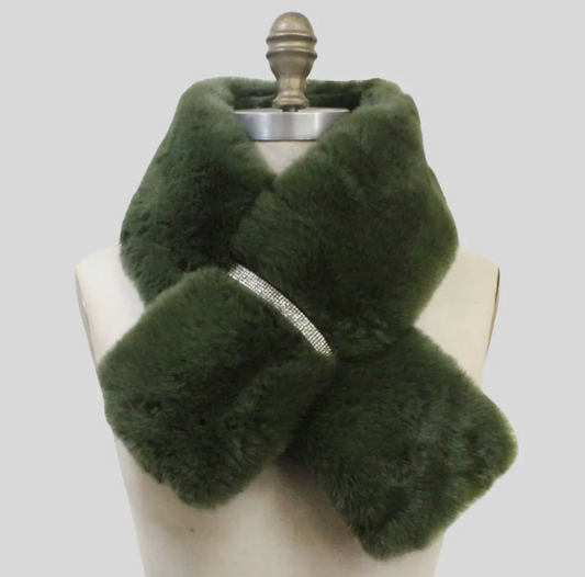 Faux Fur Bling Pull Through Scarf