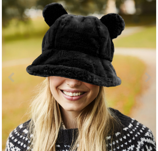 Faux Fur Bear Ear Bucket Hat