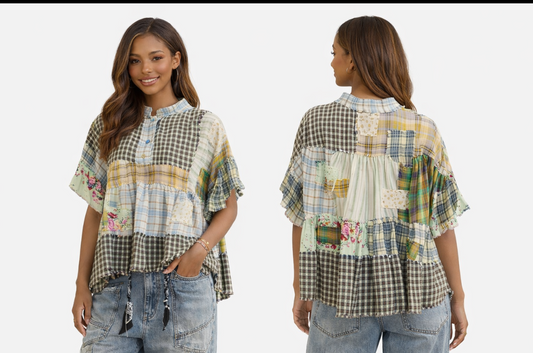 Mad Plaid Mixed Media Shirt