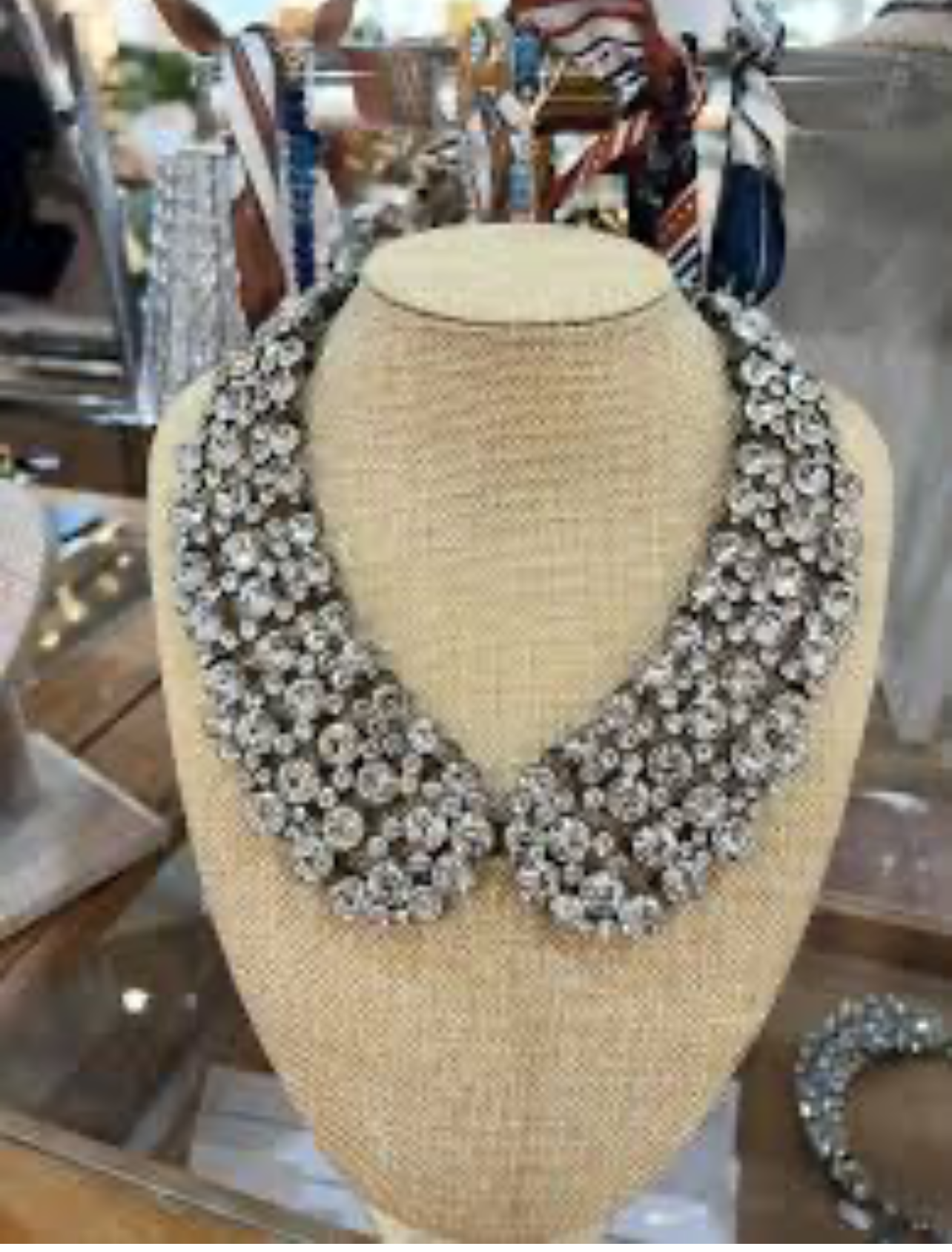Silver Rhinestone Collar Necklace