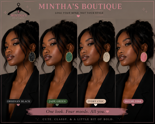 Oval Marble Earrings