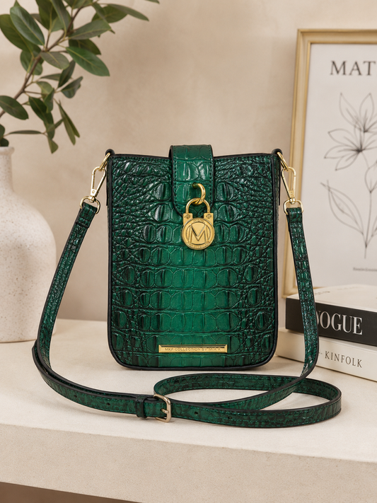 Crossbody Faux Crocodile Alligator Green