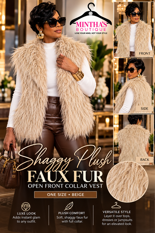 Beige Plush Luxe Vest