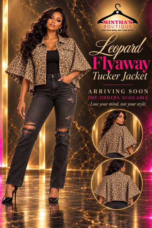 Leopard Flyaway Cape-Sleeve Trucker Jacket ~ PRE-ORDER  10/30