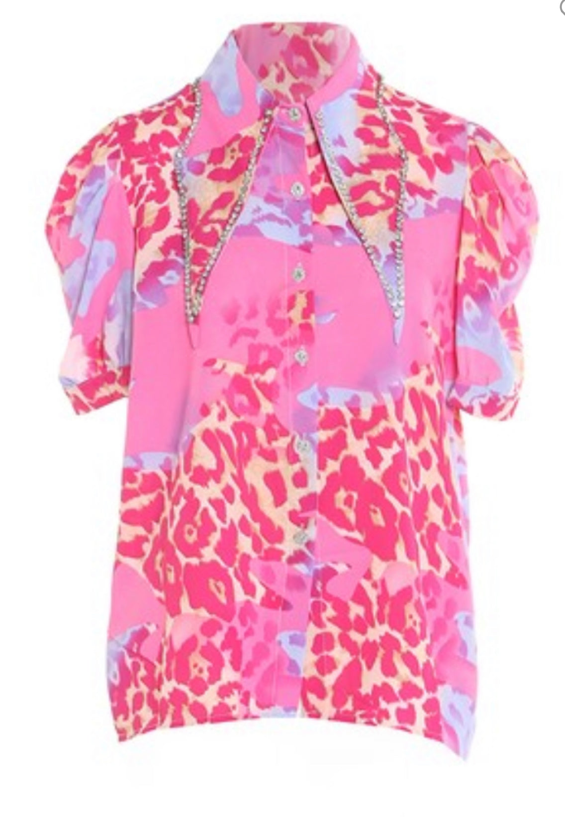 Pink Multicolor Top Pink Multicolor Rhinestone Top – Mintha's Shoe Boutique