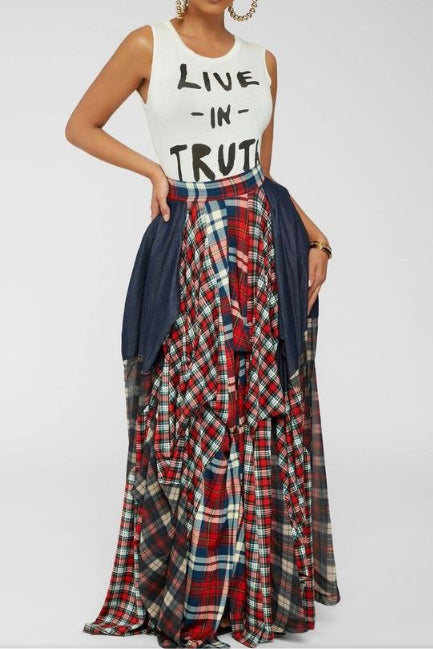 Bougie Plaid Maxi SKIRT