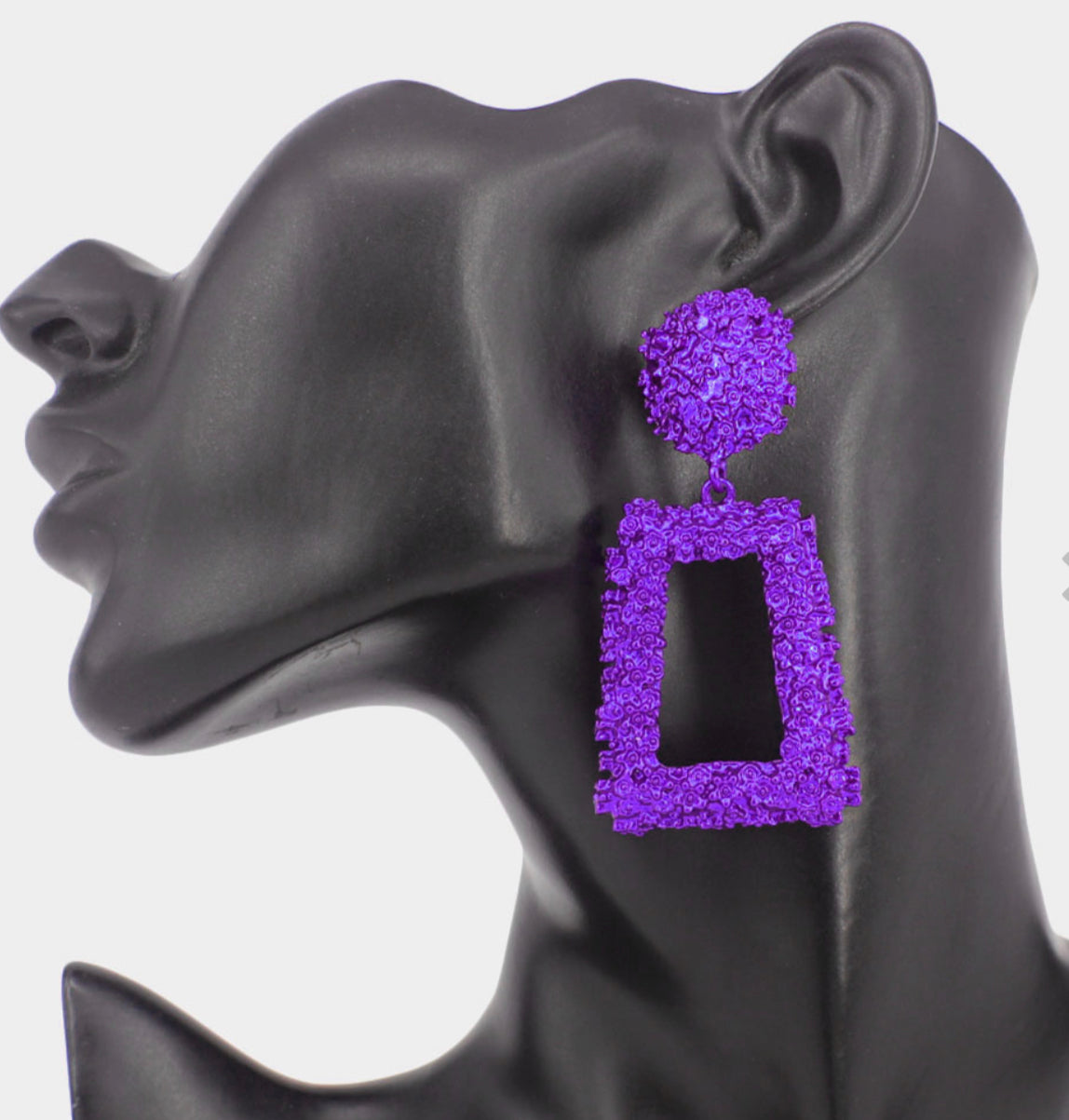 Purple Metal Knocker Earrings