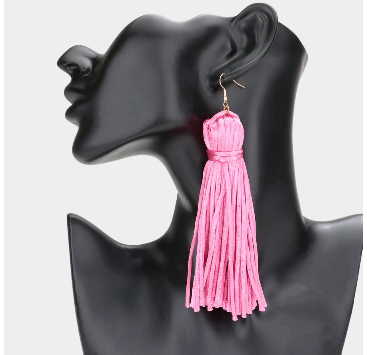 Pink Tassel Dangle Earrings