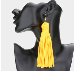 Yellow Tassel Dangle Earrings