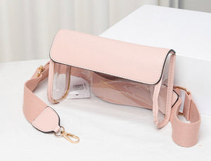 Pink Vegan Leather Clear Crossbody Bag