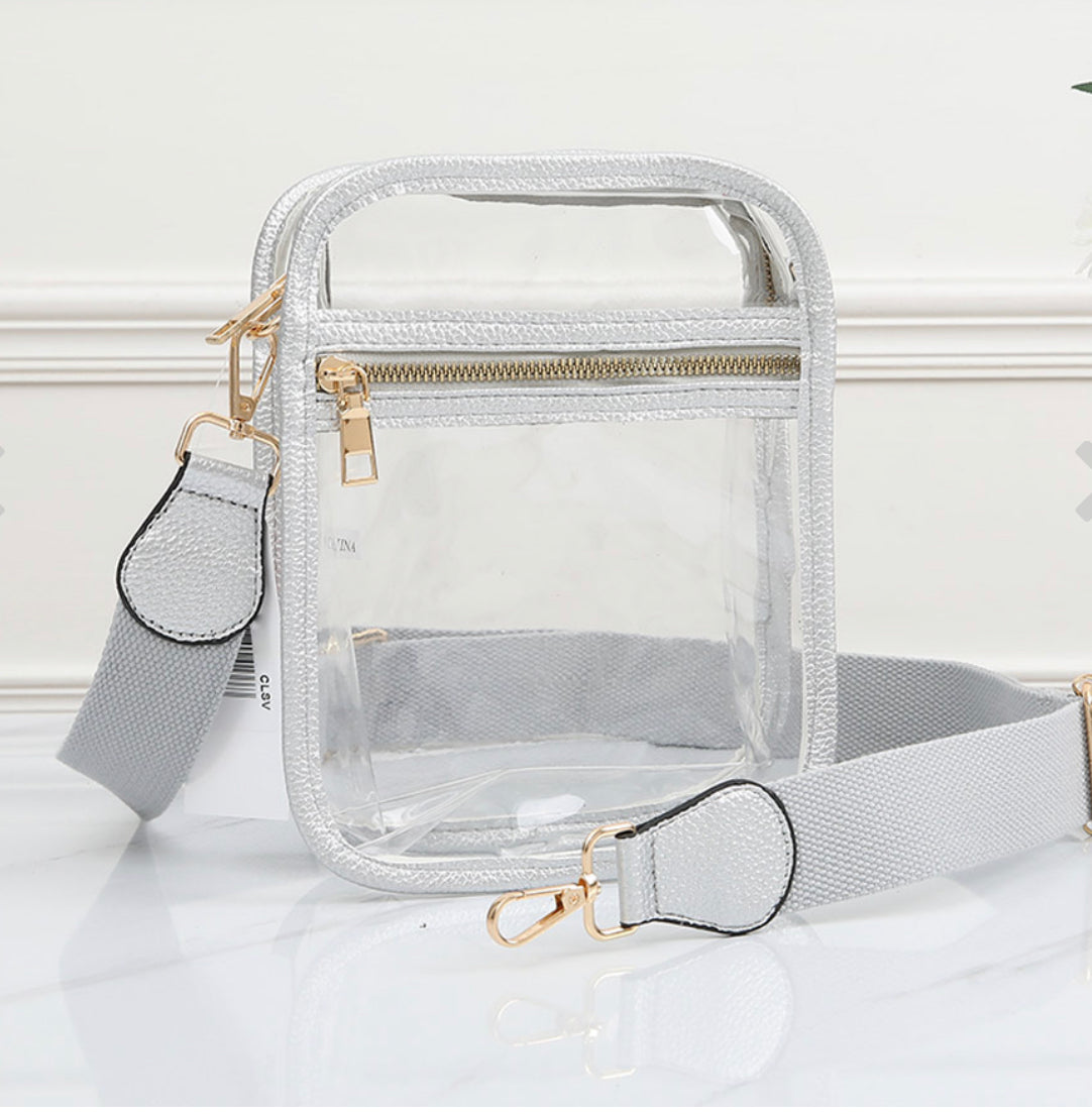 Silver-Clear Crossbody Bag