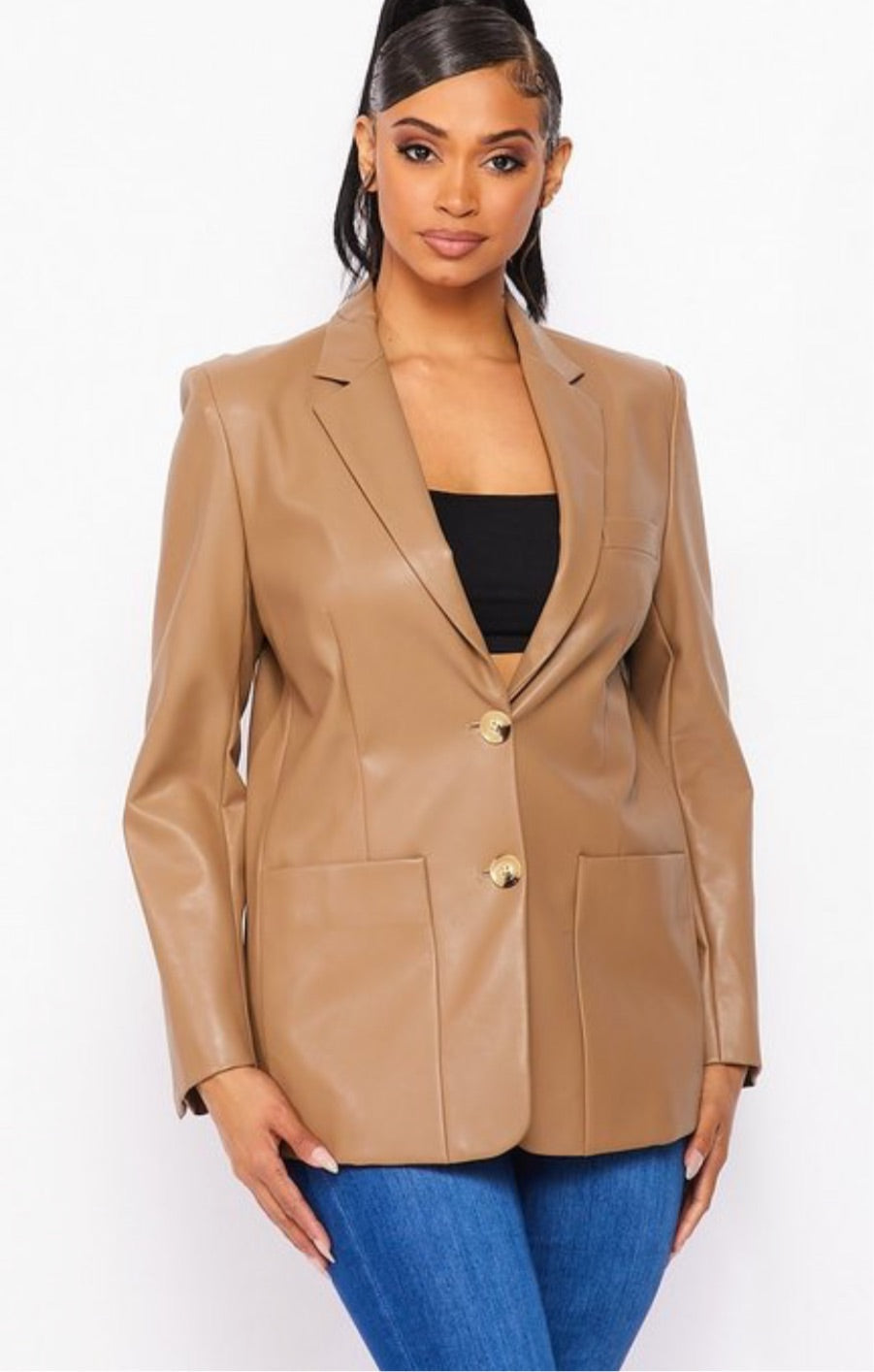 Rheanna Vegan Leather Blazer