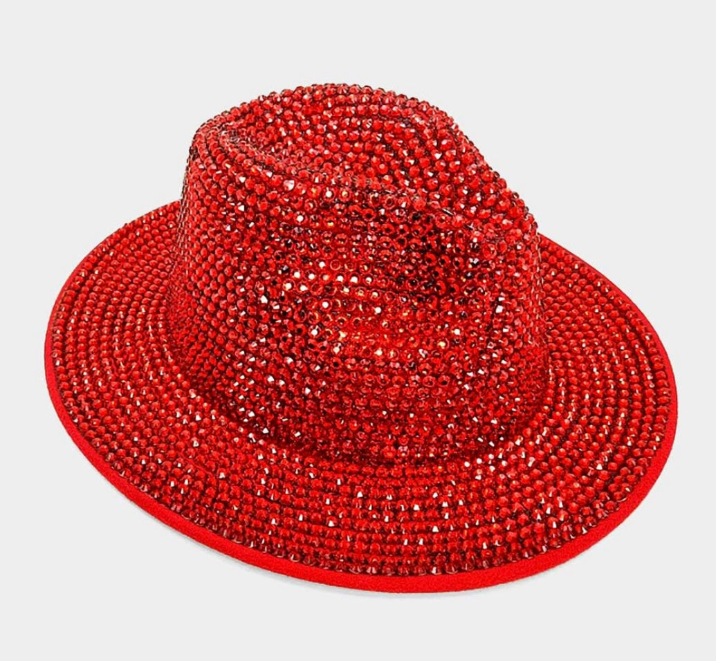 Luxury Bling Fedora w/Red Bottom